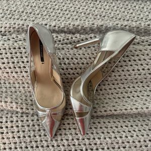 Zara silver heels pumps